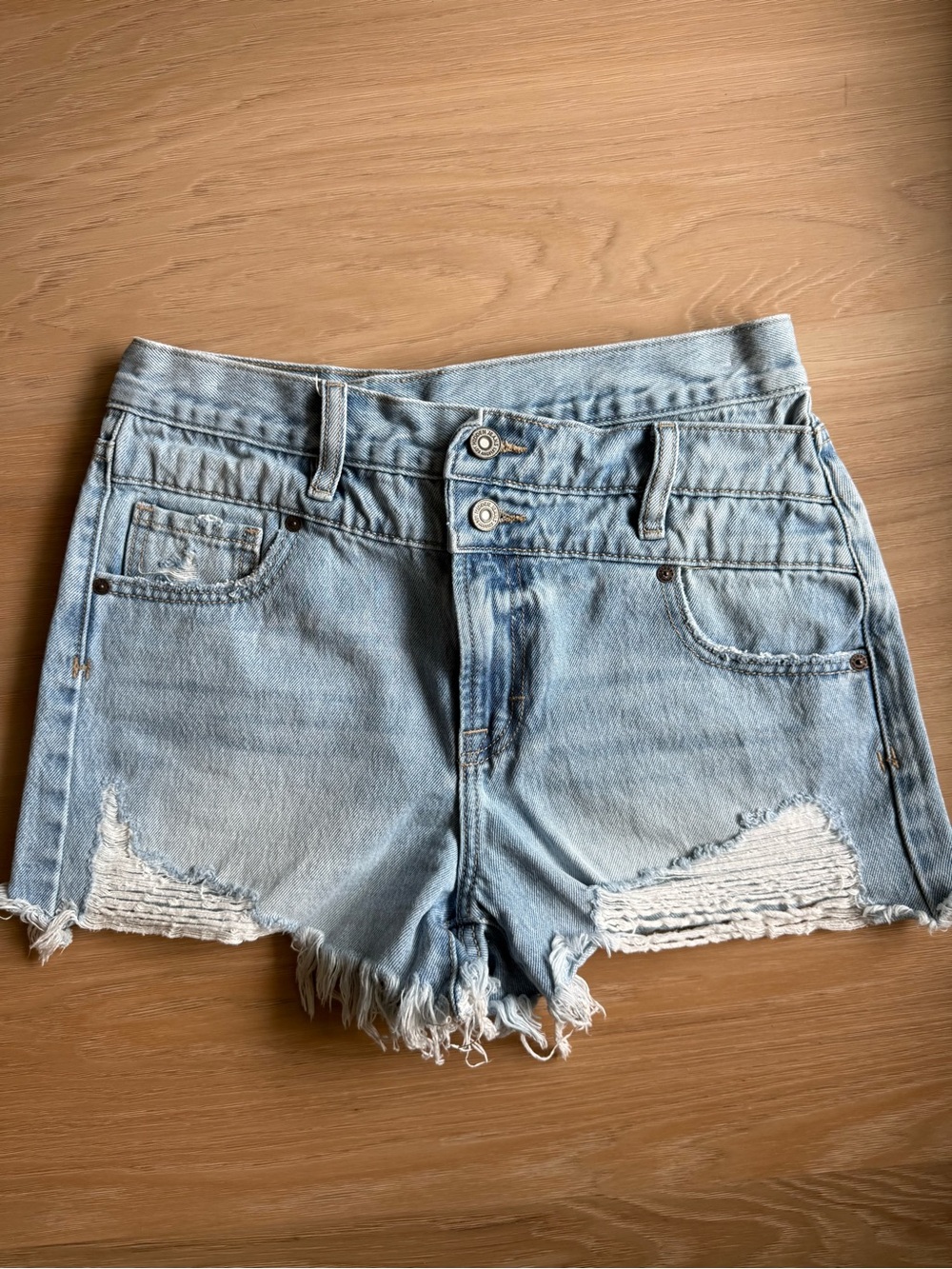 Hidden Light Blue Washed Denim Cutoff Shorts - Women's Frayed Hem size smal